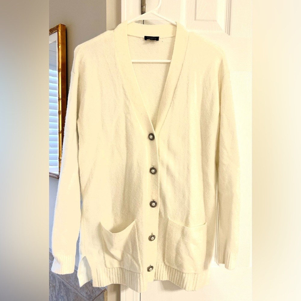 Talbots Ivory Button-Front Cardigan